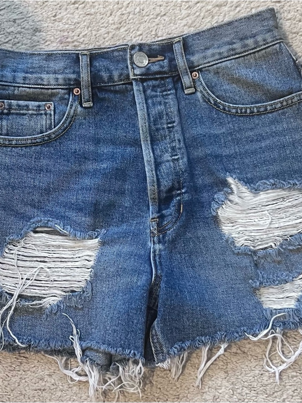 PACSUN Distressed High-Waist Blue Denim Shorts size 25